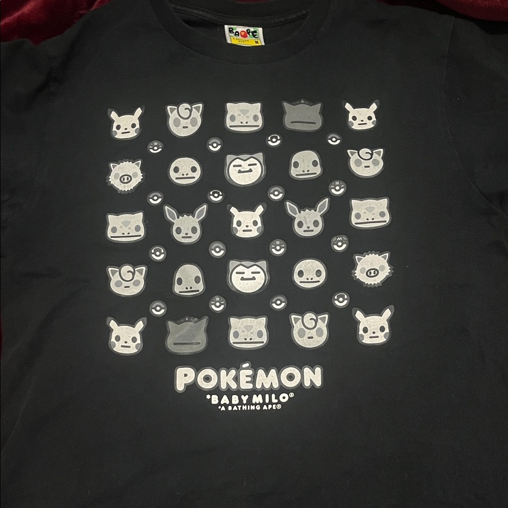 Bape Black Pokémon Graphic T-Shirt